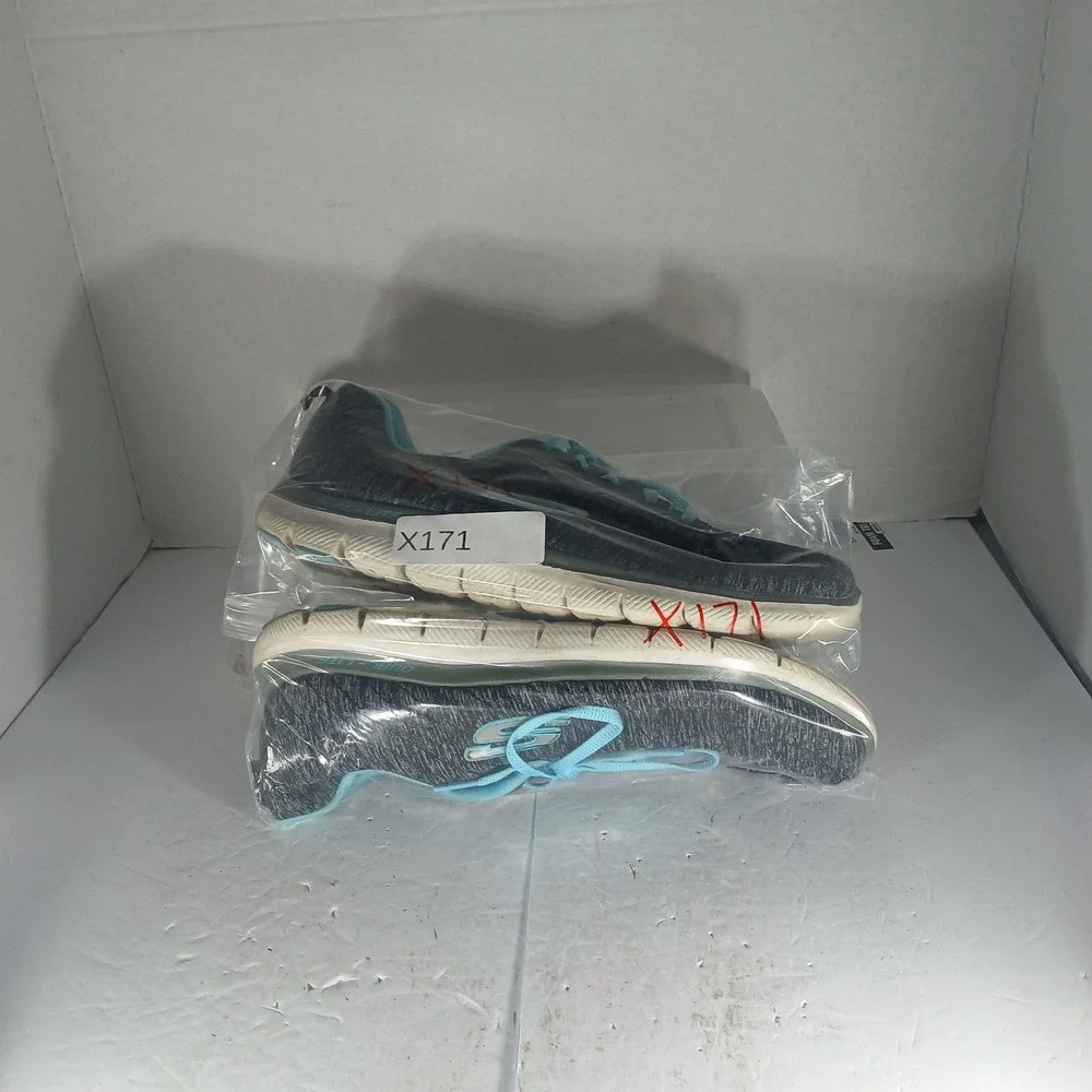 Skechers Flex Appeal 2.0 Sneakers 9.5 Black Blue Space Dye Comfort Walking Shoes